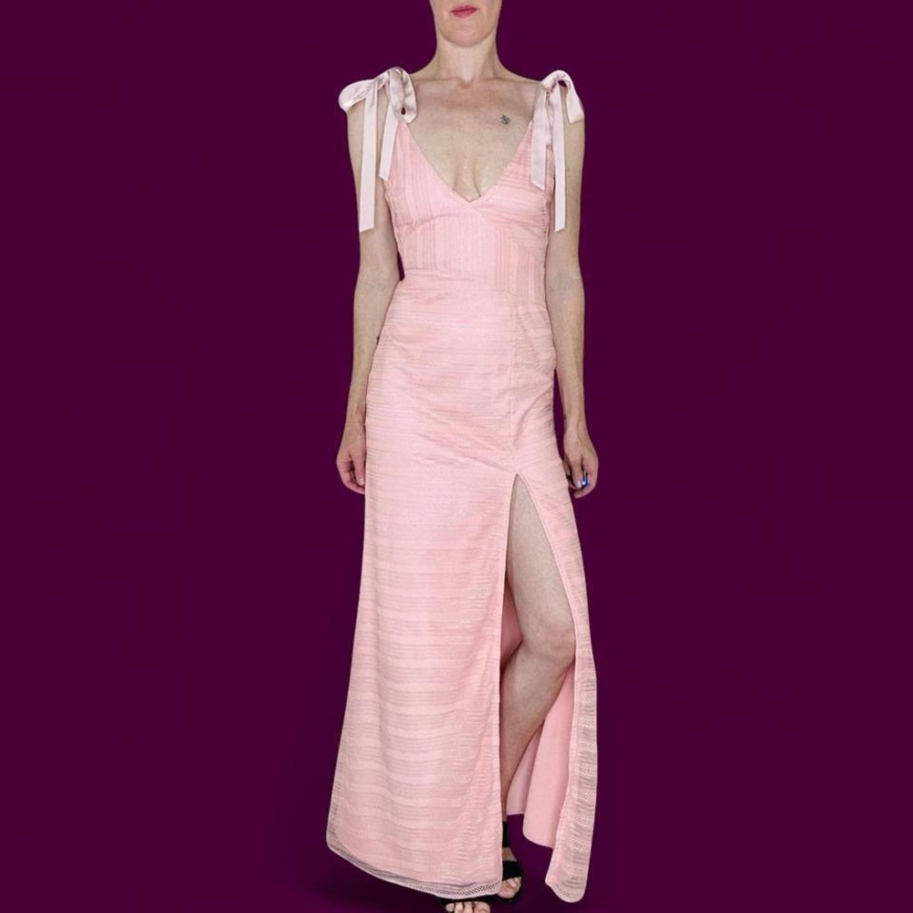Lovers + Friends Light Pink Textured Lace Girly Coquette Maxi Sleeveless Dress